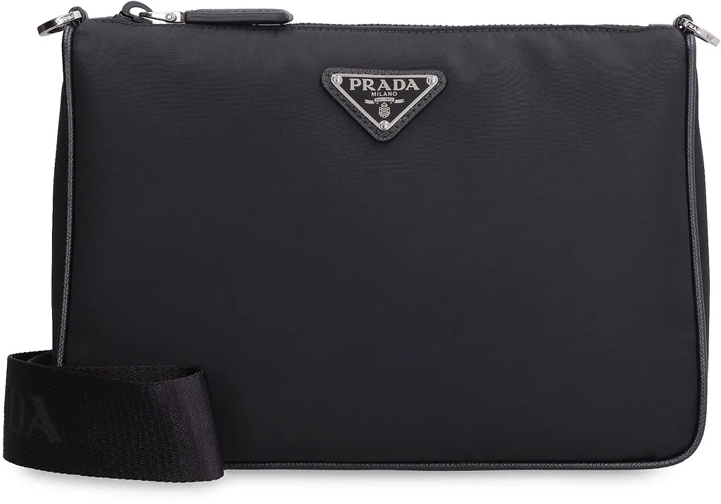 Prada Logo Plaque Zipped Messenger Bag