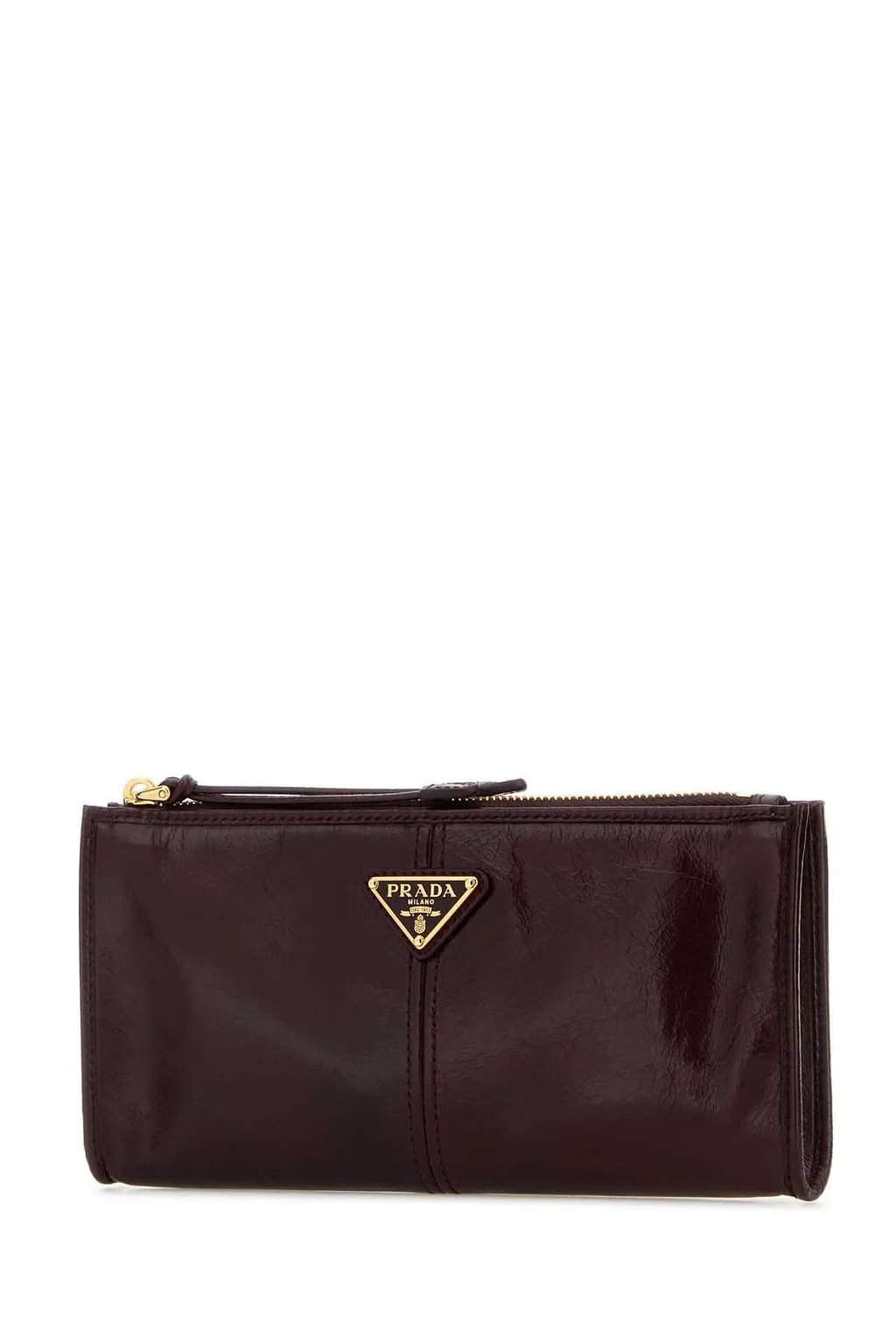 Prada Logo Plaque Zipped Wallet