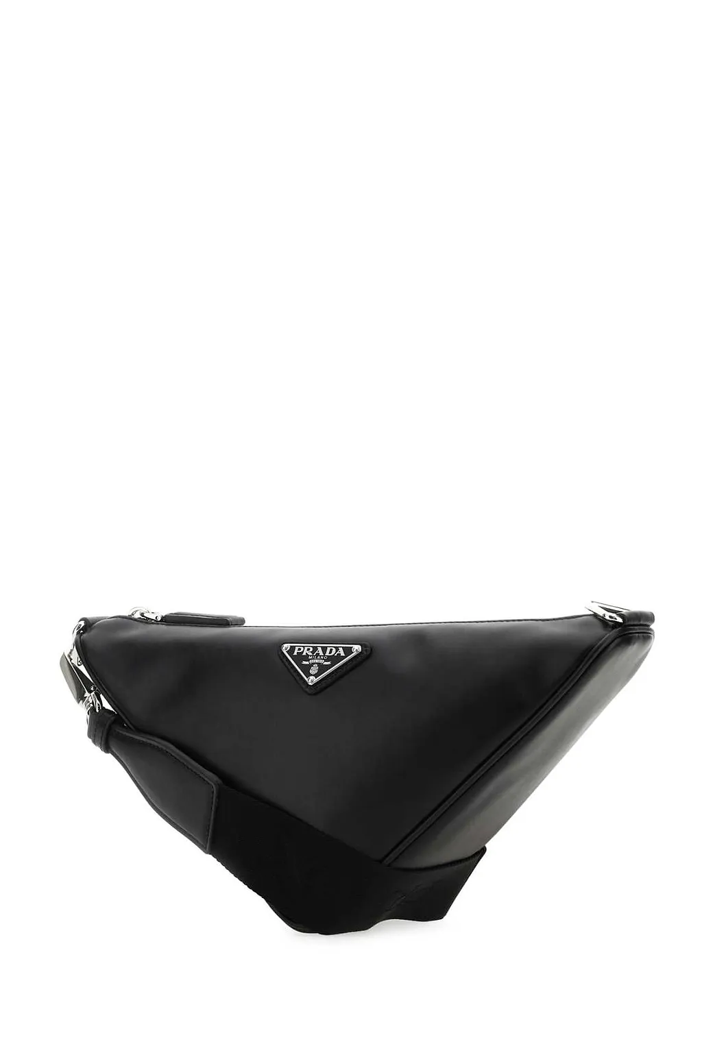 Prada Logo Plaque Zipped Shoulder Bag