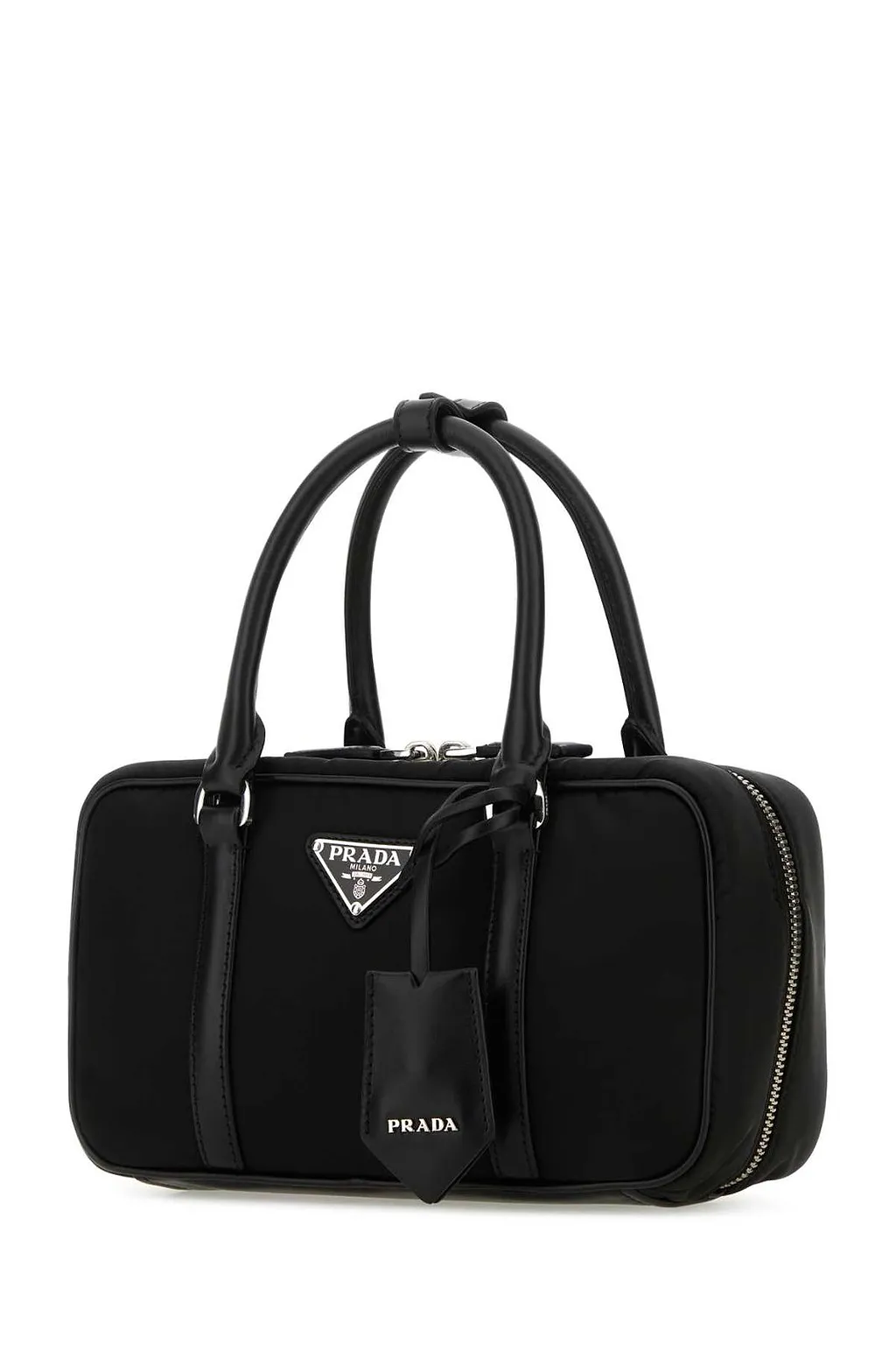 Prada Logo-Plaque Zipped Tote Bag