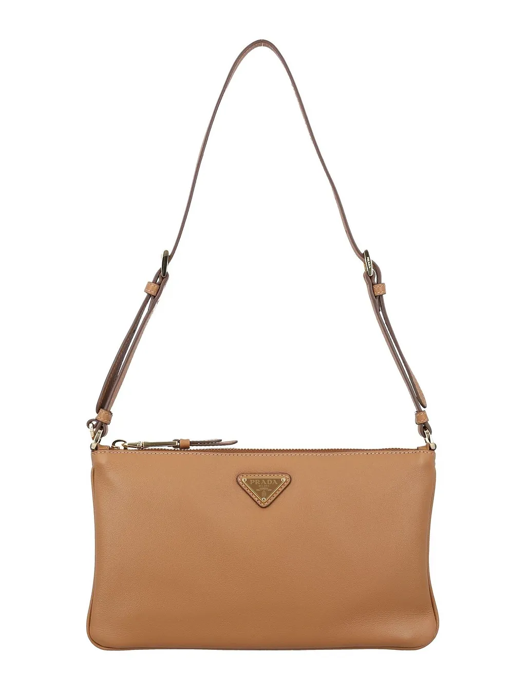 Prada Logo Plaque Zipped Shoulder Bag