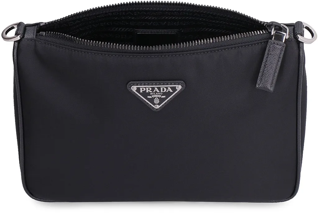 Prada Logo Plaque Zipped Messenger Bag