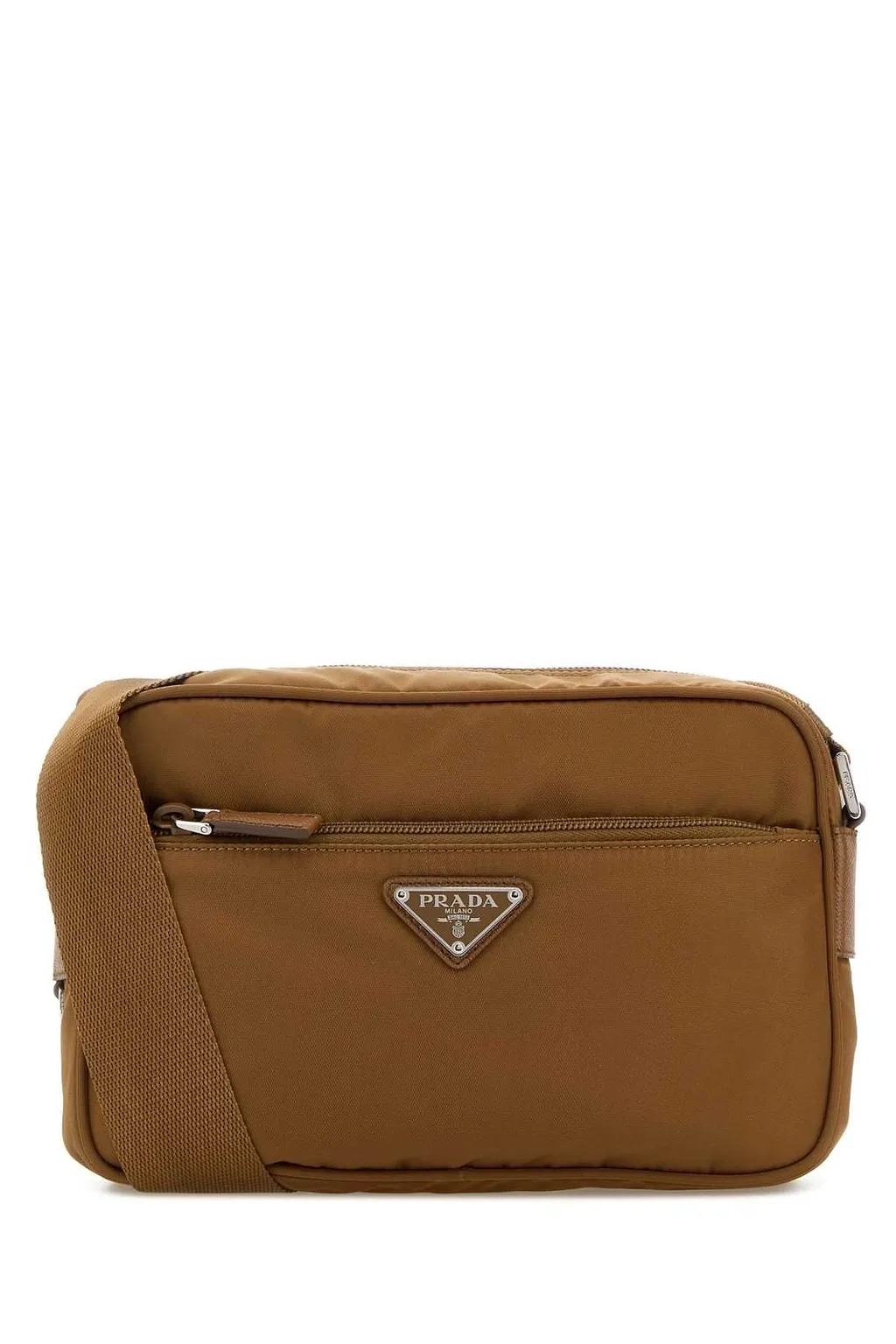 Prada Logo Plaque Zipped Shoulder Bag