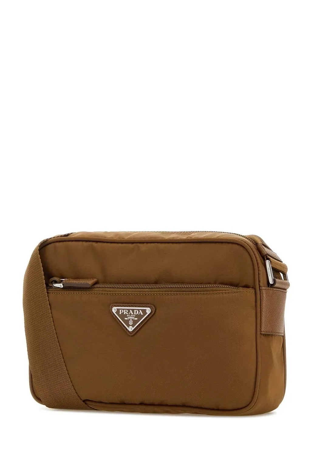 Prada Logo Plaque Zipped Shoulder Bag
