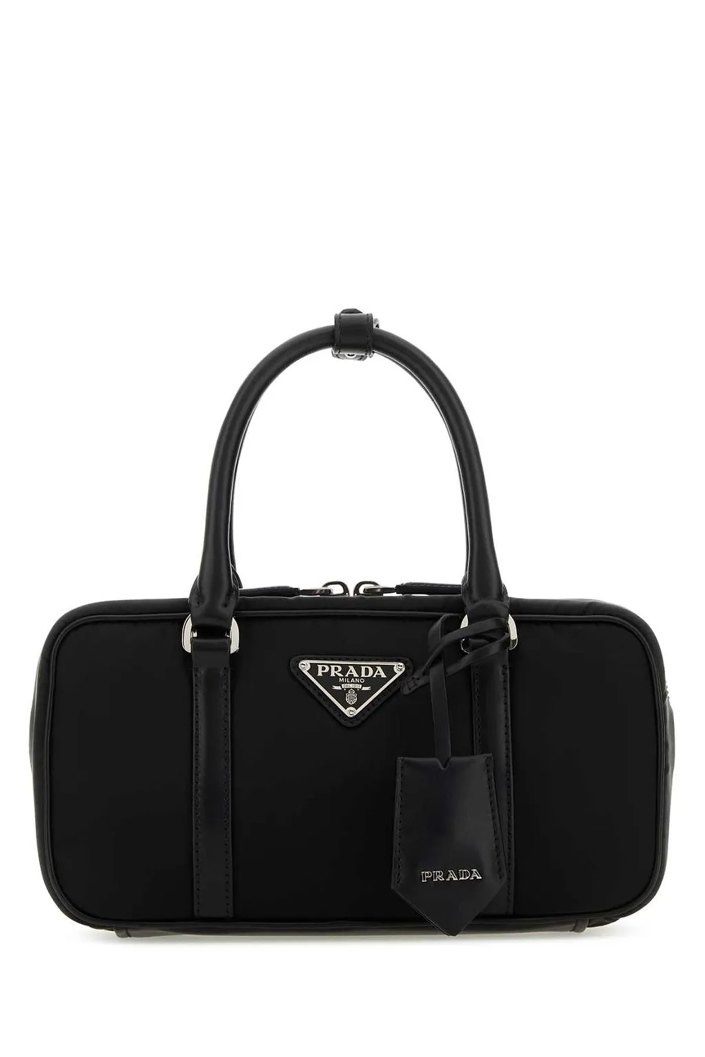 Prada Logo-Plaque Zipped Tote Bag