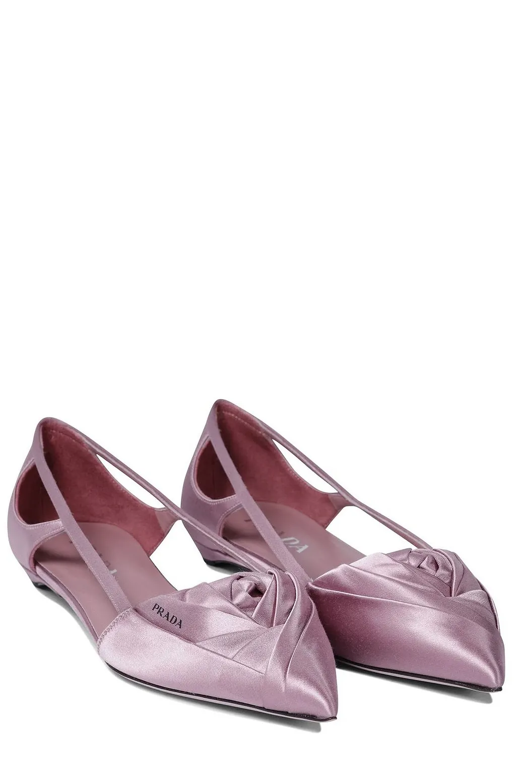 Prada Logo Printed Cut-Out Detailed Ballerinas