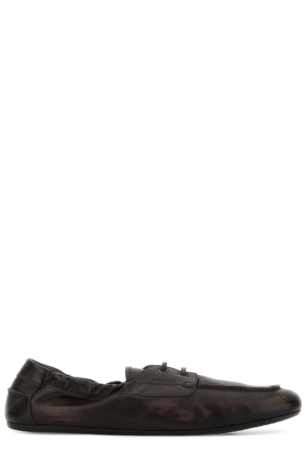 Prada Logo-Printed Lace-Up Boat Shoes