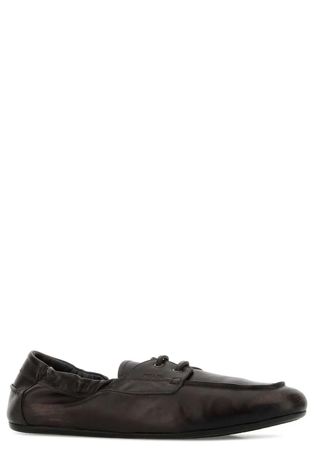 Prada Logo-Printed Lace-Up Boat Shoes