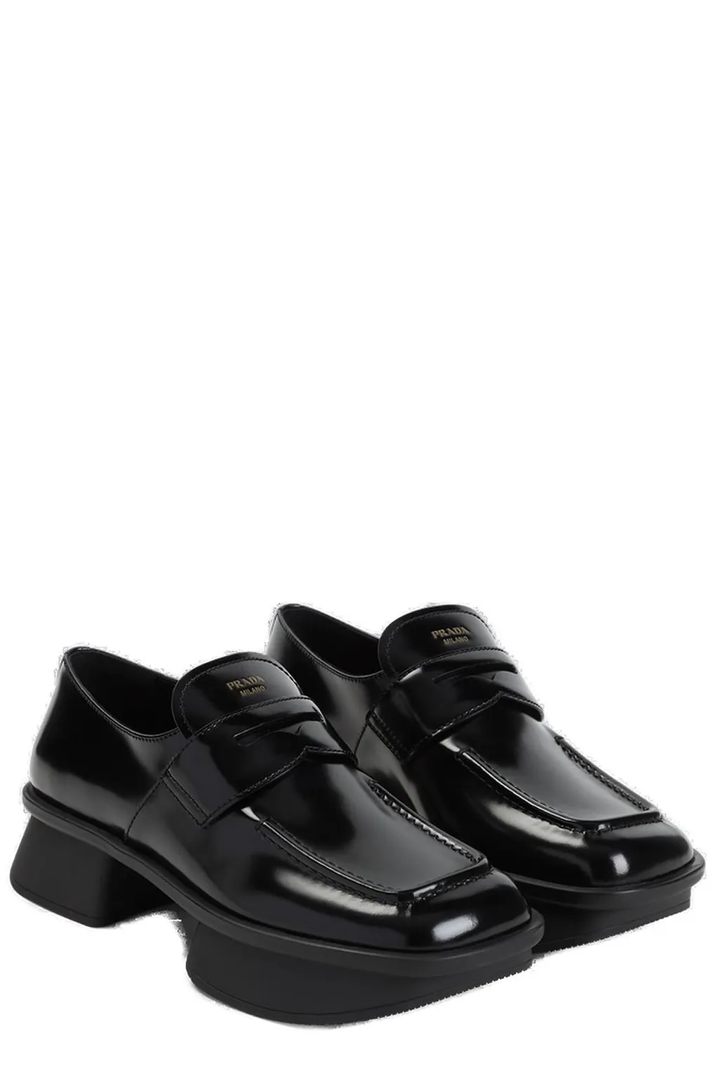 Prada Equal Low-Block Heeled Loafers
