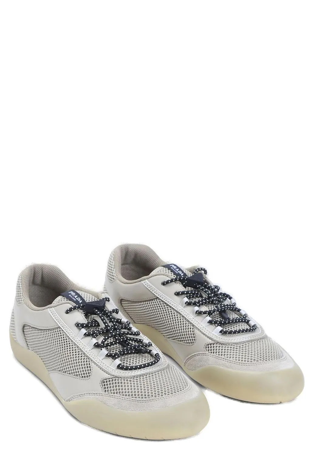 Prada Mesh Lace-Up Low-Top Sneakers