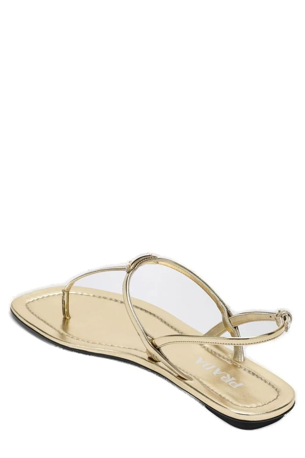Prada Metallic Flat Thong Sandals