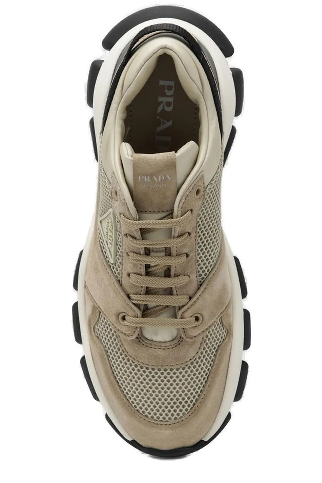 Prada Mesh-Panelled Lace-Up Sneakers