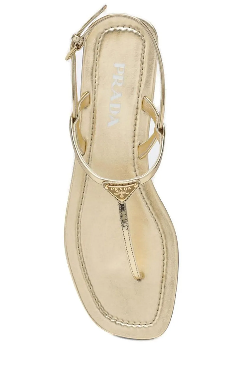 Prada Metallic Flat Thong Sandals