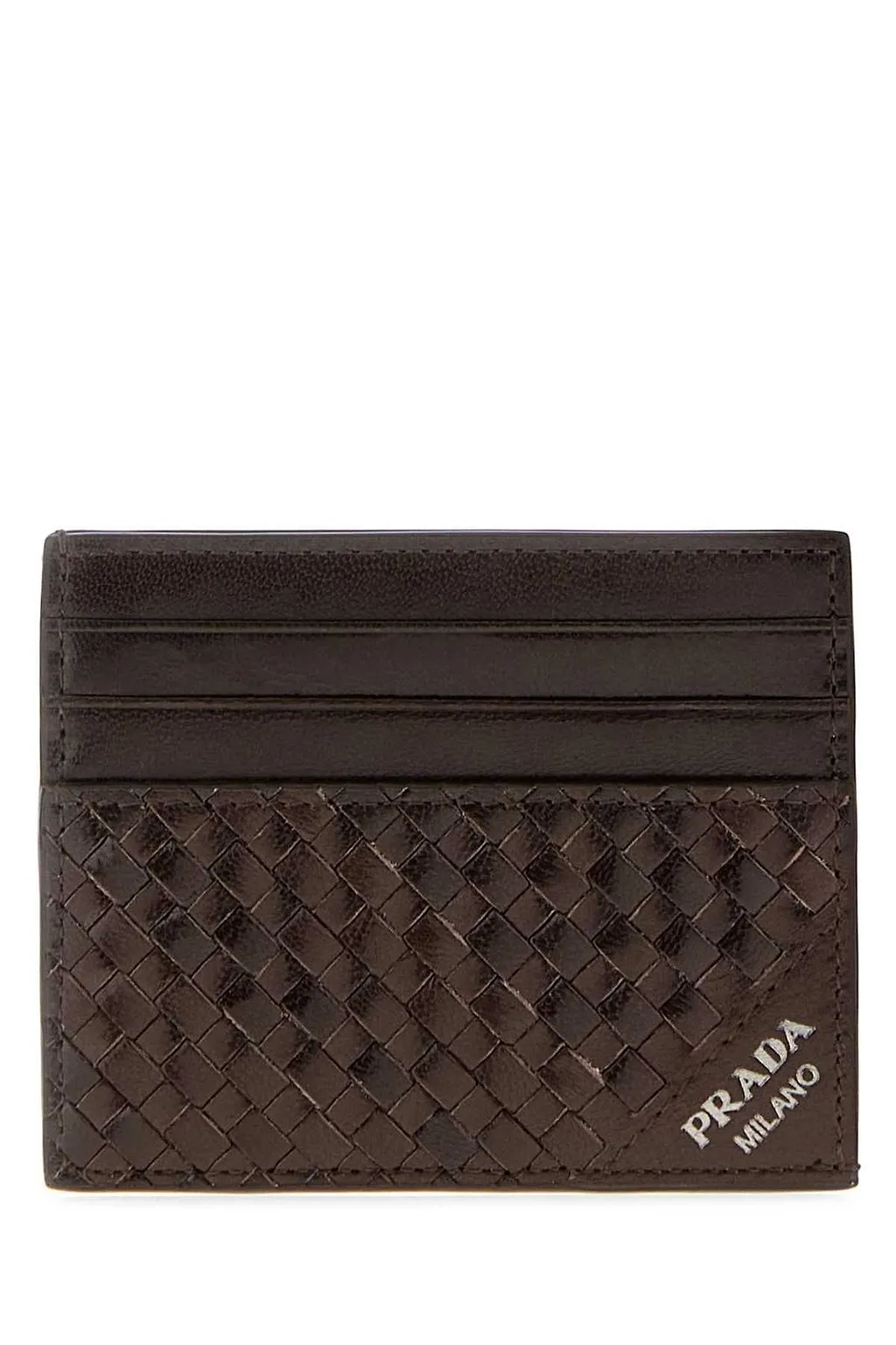 Prada Minuteria Woven Card Holder Wallet