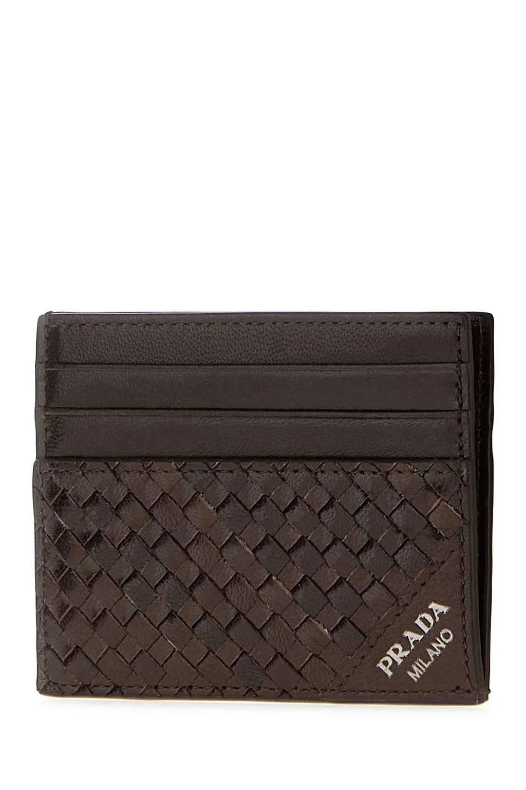 Prada Minuteria Woven Card Holder Wallet