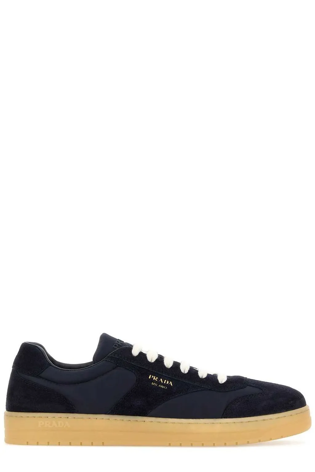 Prada Round-Toe Lace-Up Sneakers
