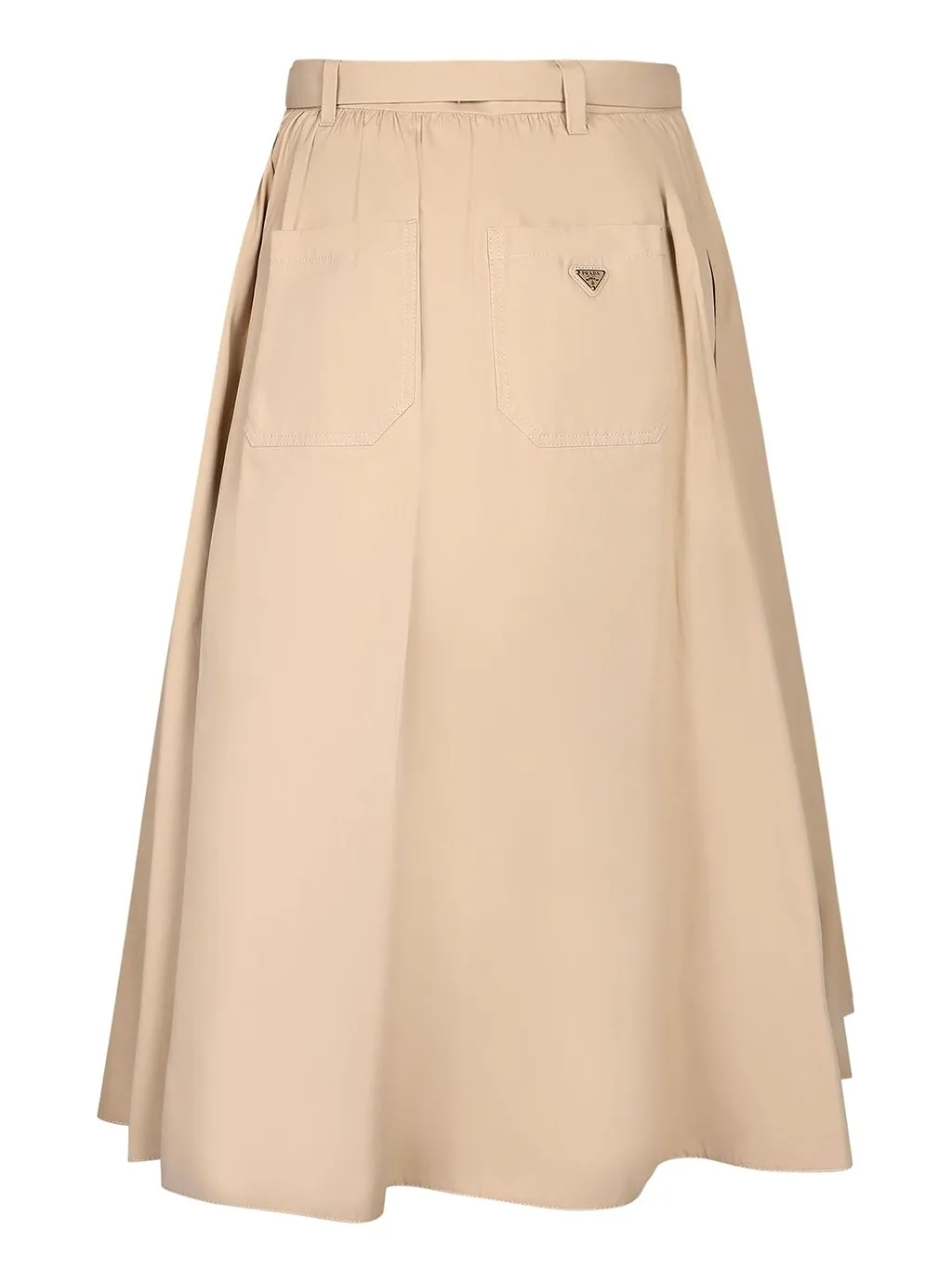 Prada Pleated Belted Midi Skirt