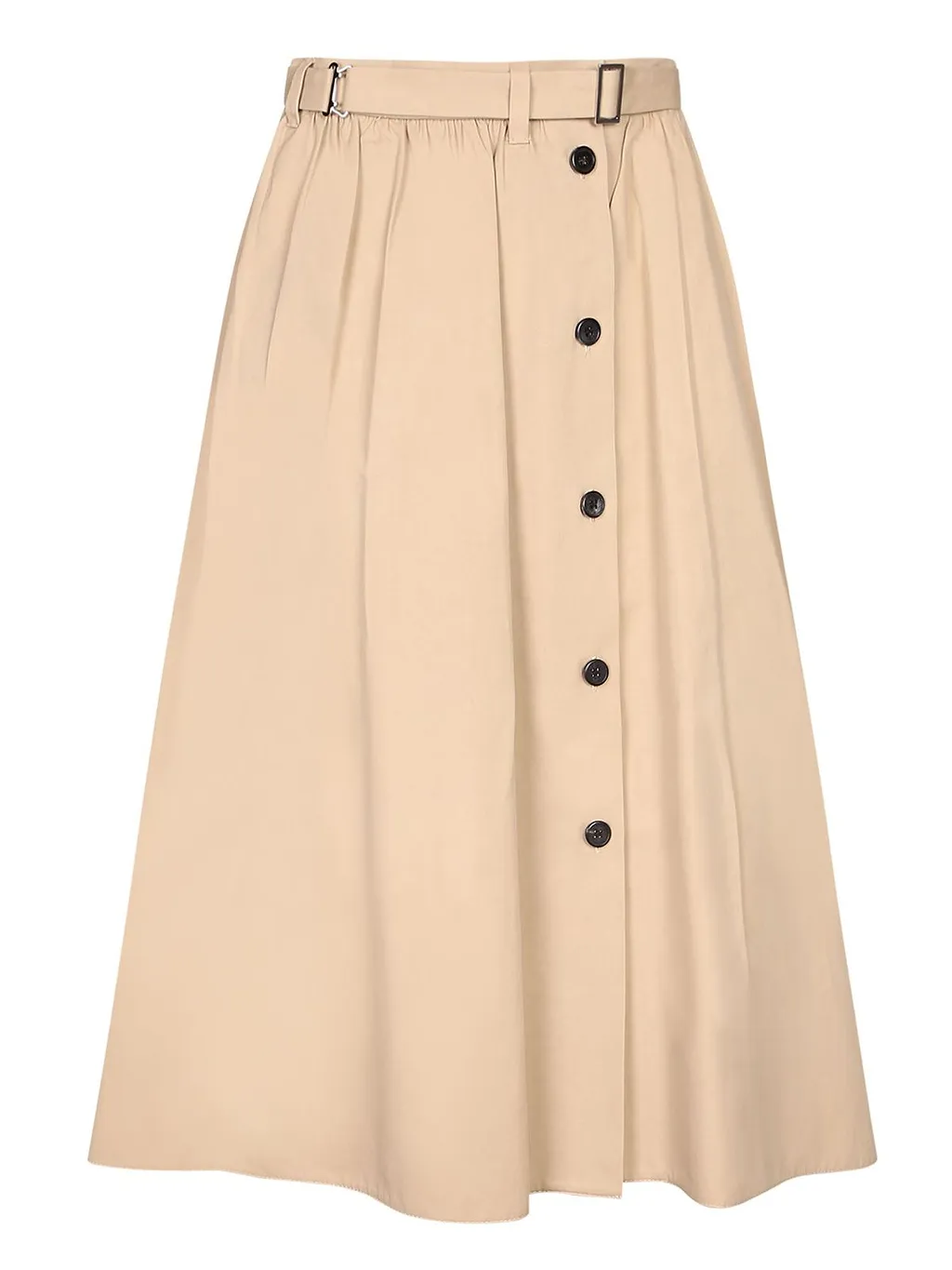 Prada Pleated Belted Midi Skirt