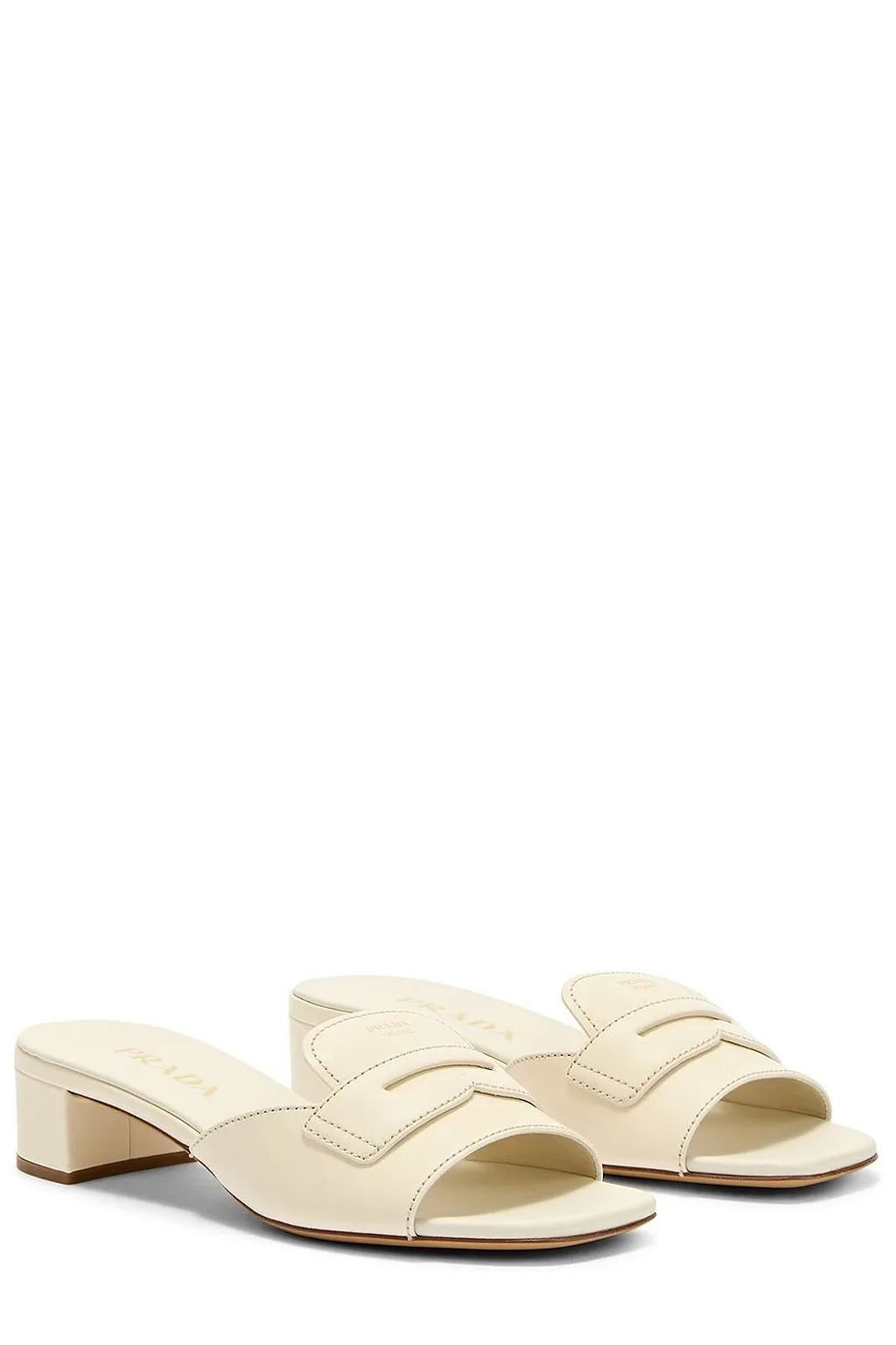 Prada Penny Strap Block Heel Mules