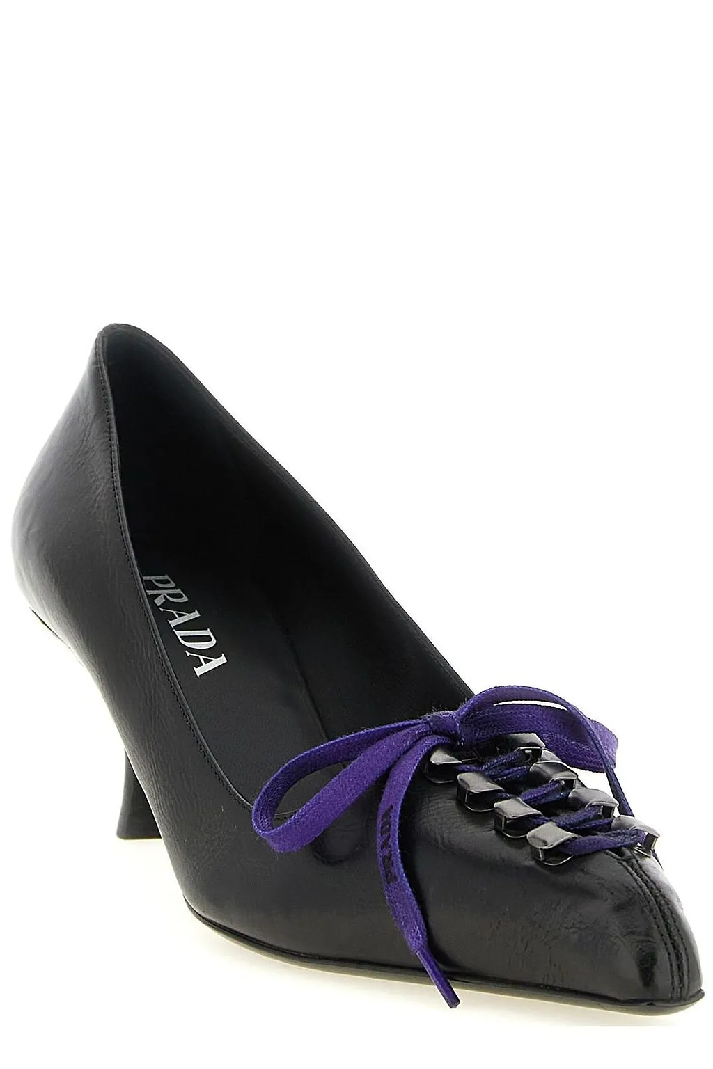 Prada Pointed-Toe Lace-Up Pumps