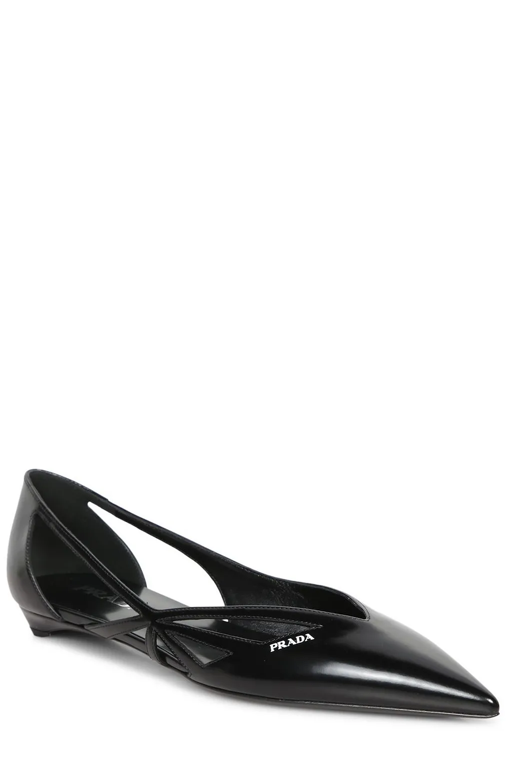 Prada Pointed-Toe Cut-Out Detailed Ballerinas