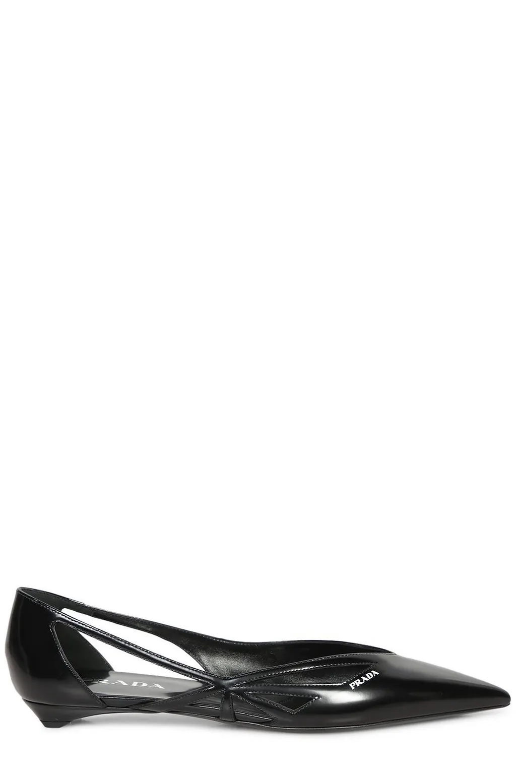 Prada Pointed-Toe Cut-Out Detailed Ballerinas
