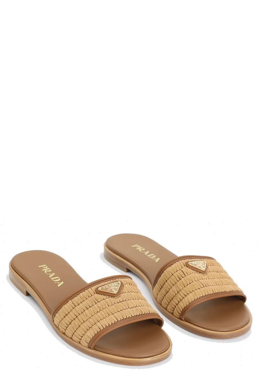 Prada Triangle-Logo Slip-On Sandals