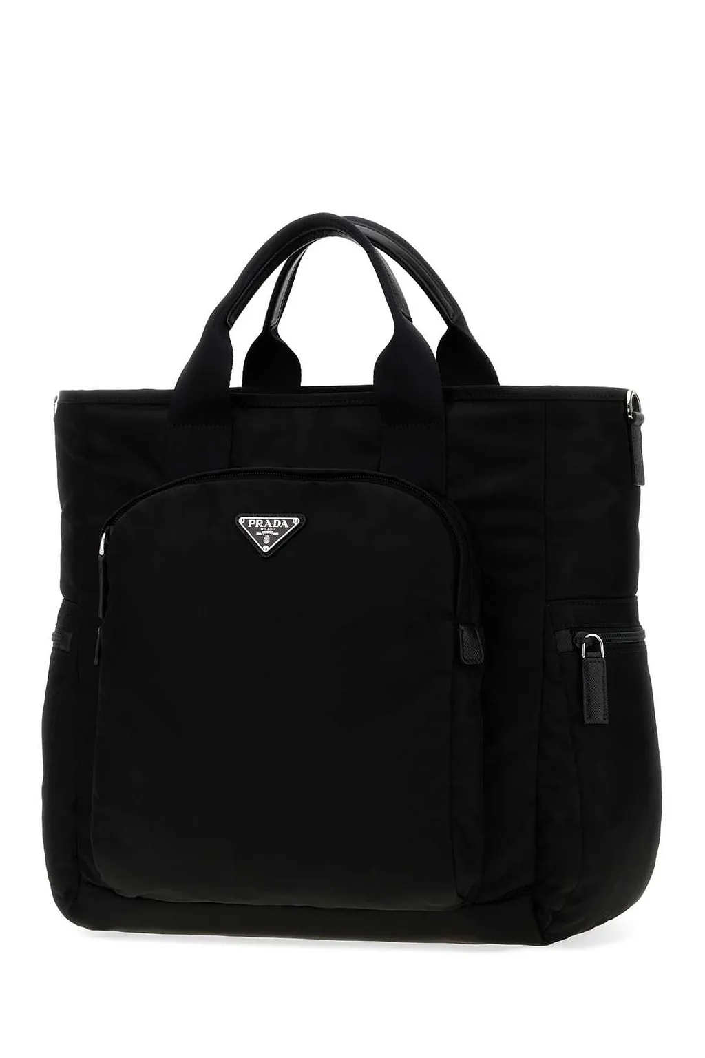 Prada Re-Nylon Logo-Plaque Zipped Tote Bag