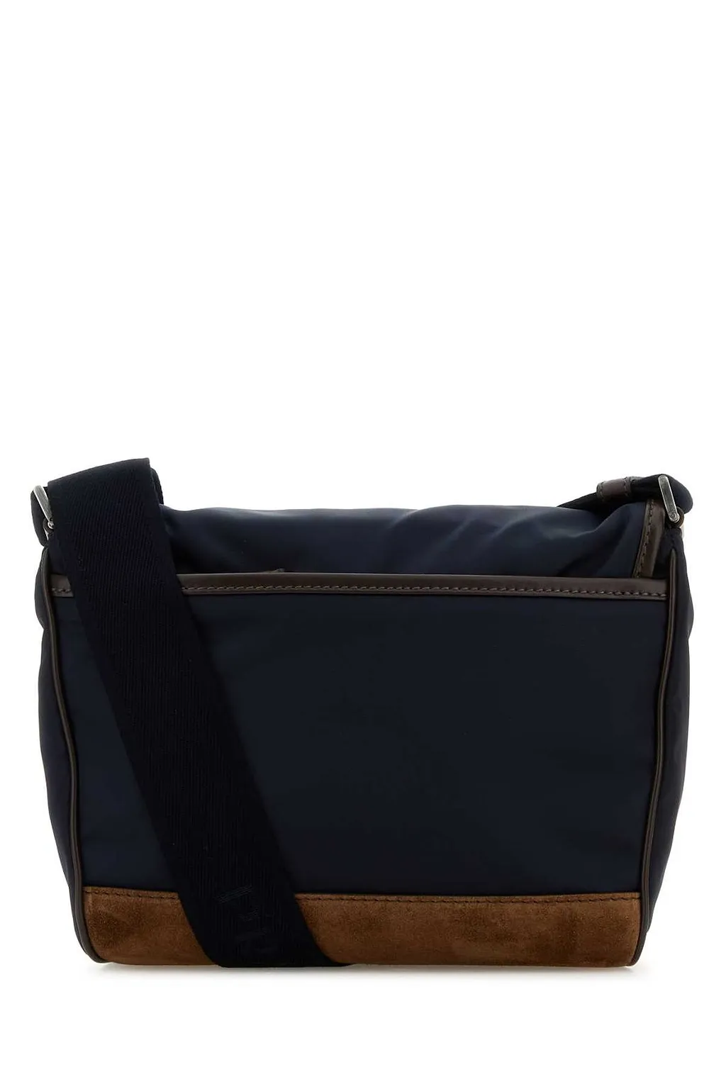 Prada Logo Plaque Foldover Top Messenger Bag