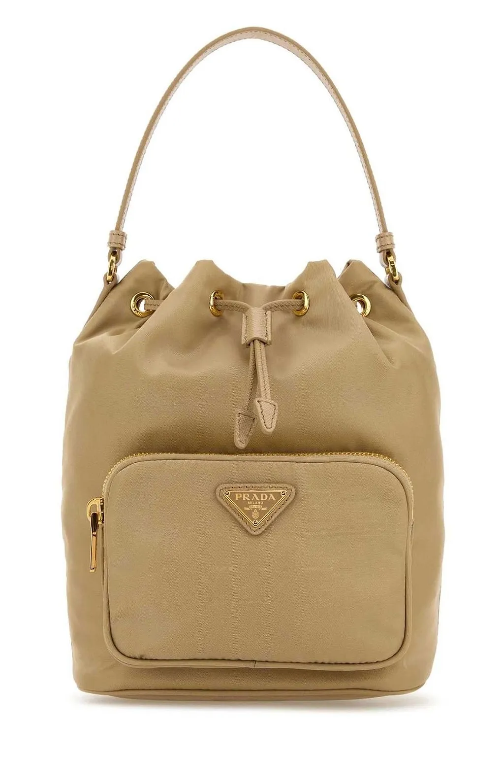 Prada Re-Nylon Triangle-Logo Drawstring Bucket Bag