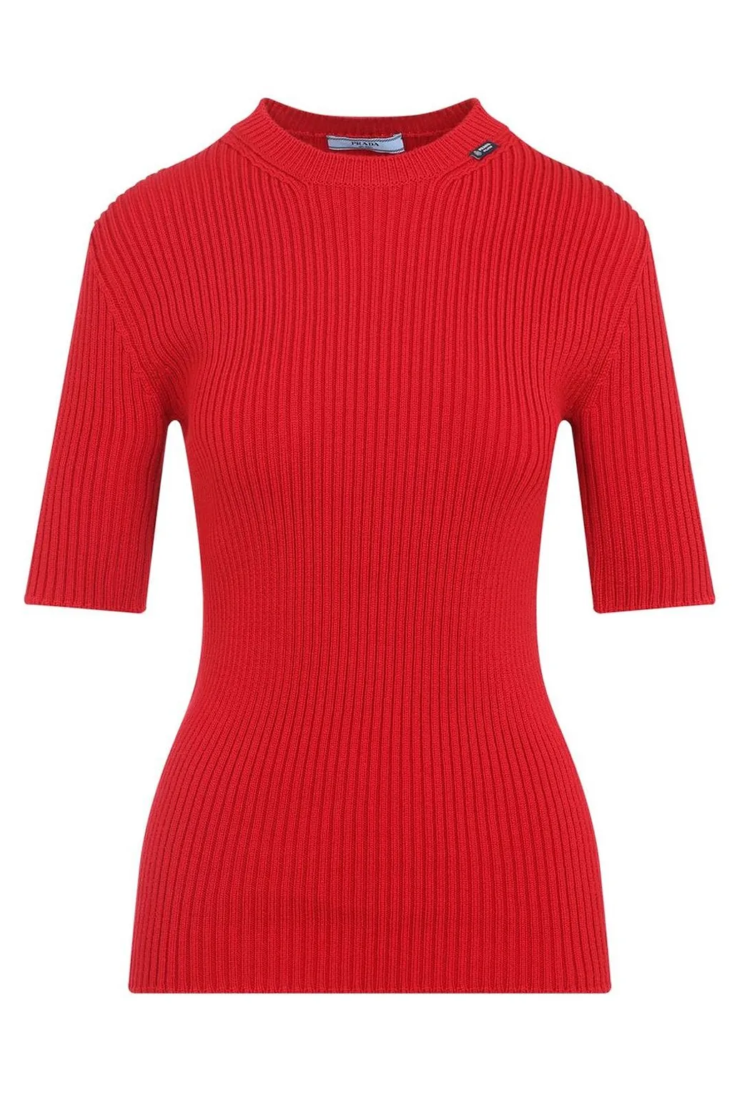 Prada Ribbed Short-Sleeved Knitted Top