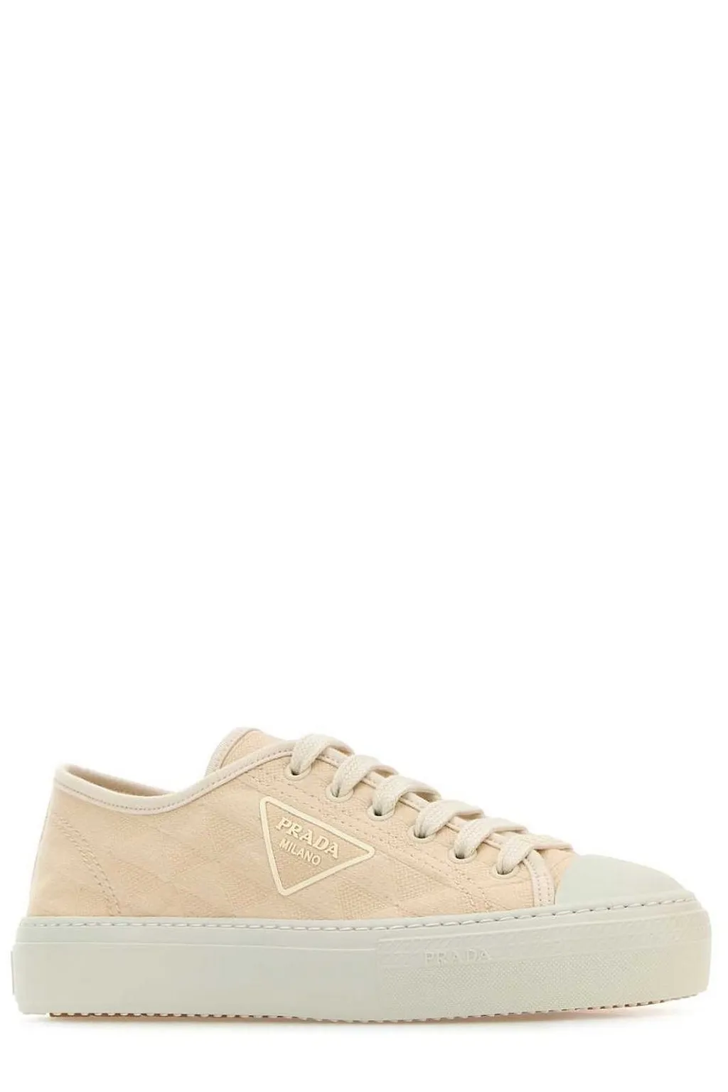 Prada Round Toe Low-Top Sneakers