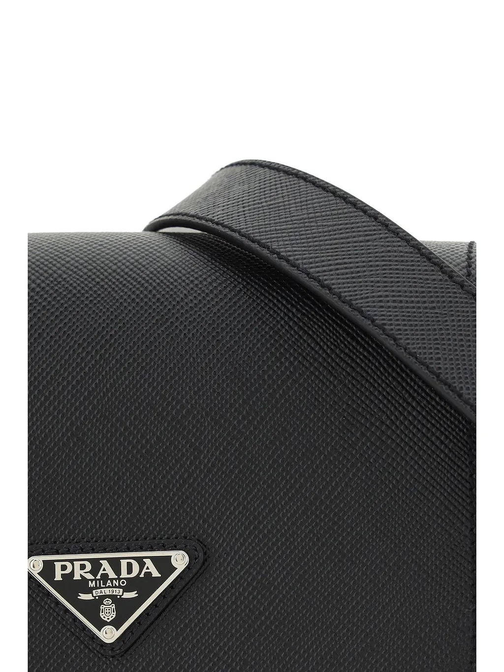 Prada Saffiano Triangle Logo Foldover Top Shoulder Bag