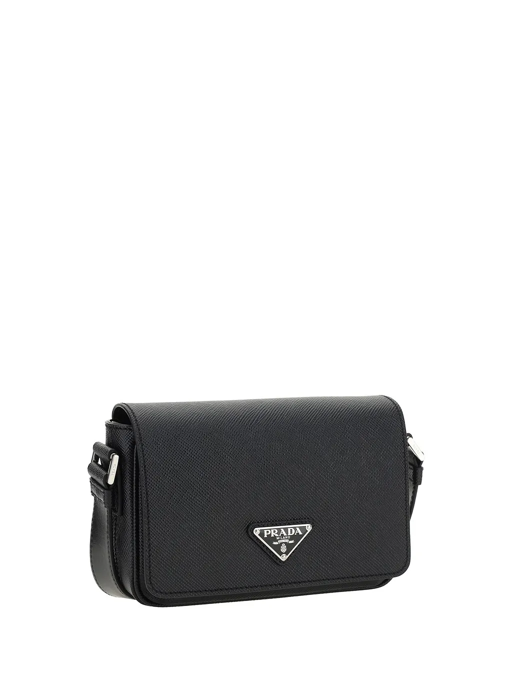 Prada Saffiano Triangle Logo Foldover Top Shoulder Bag