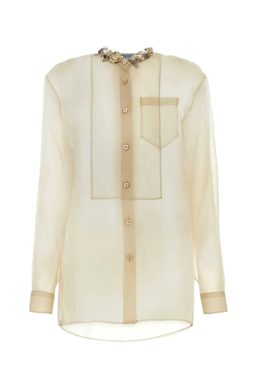 Prada Sequinned Button-Up Organza Shirt
