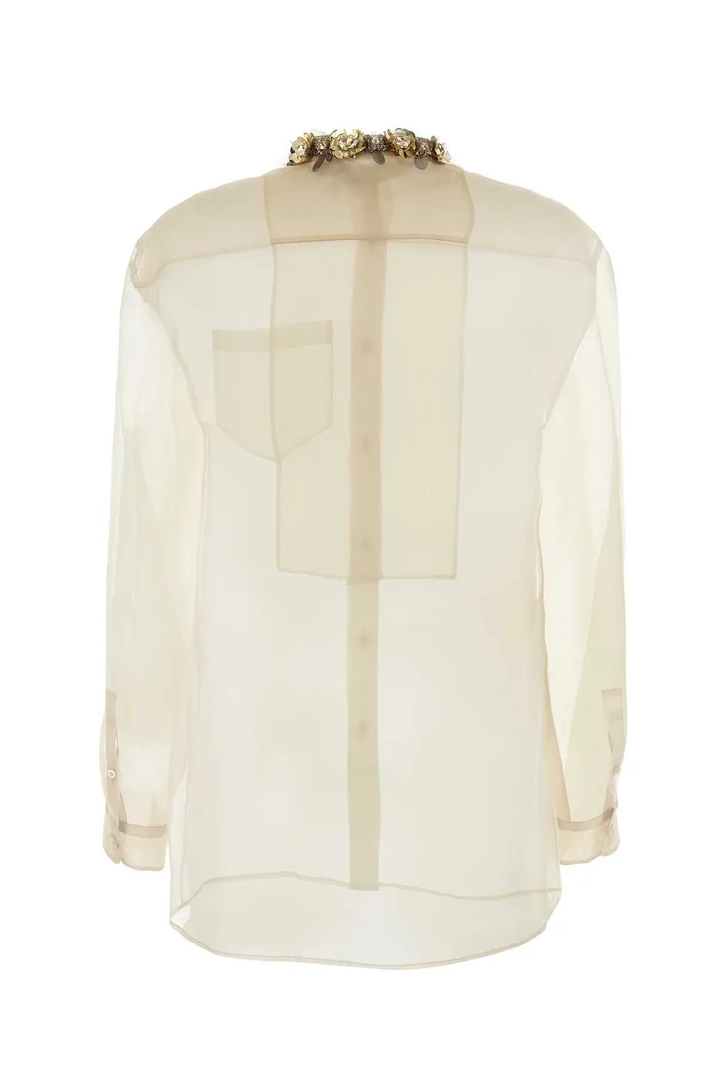 Prada Sequinned Button-Up Organza Shirt