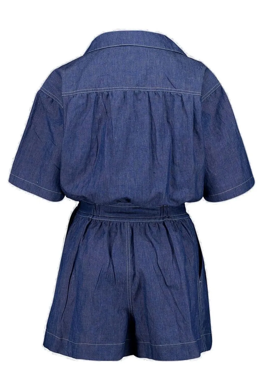 Prada Short-Sleeved Denim Jumpsuit