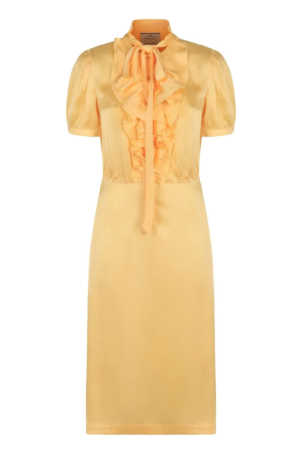 Prada Short-Sleeved Ruffled Midi Dress