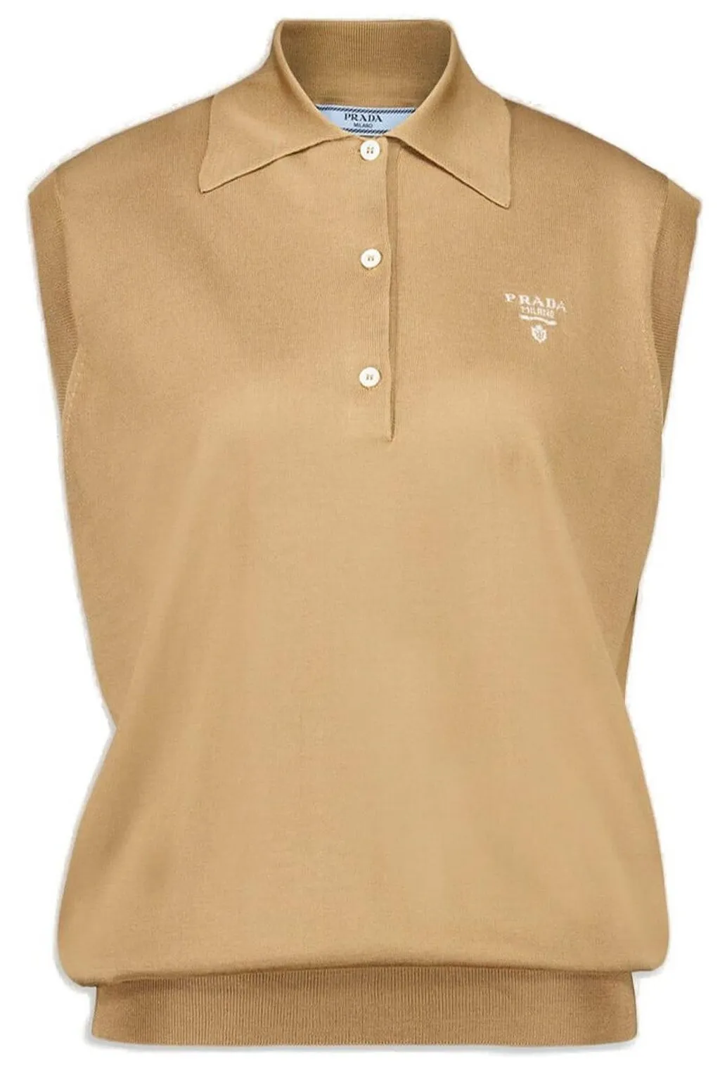 Prada Sleeveless Knitted Polo Shirt