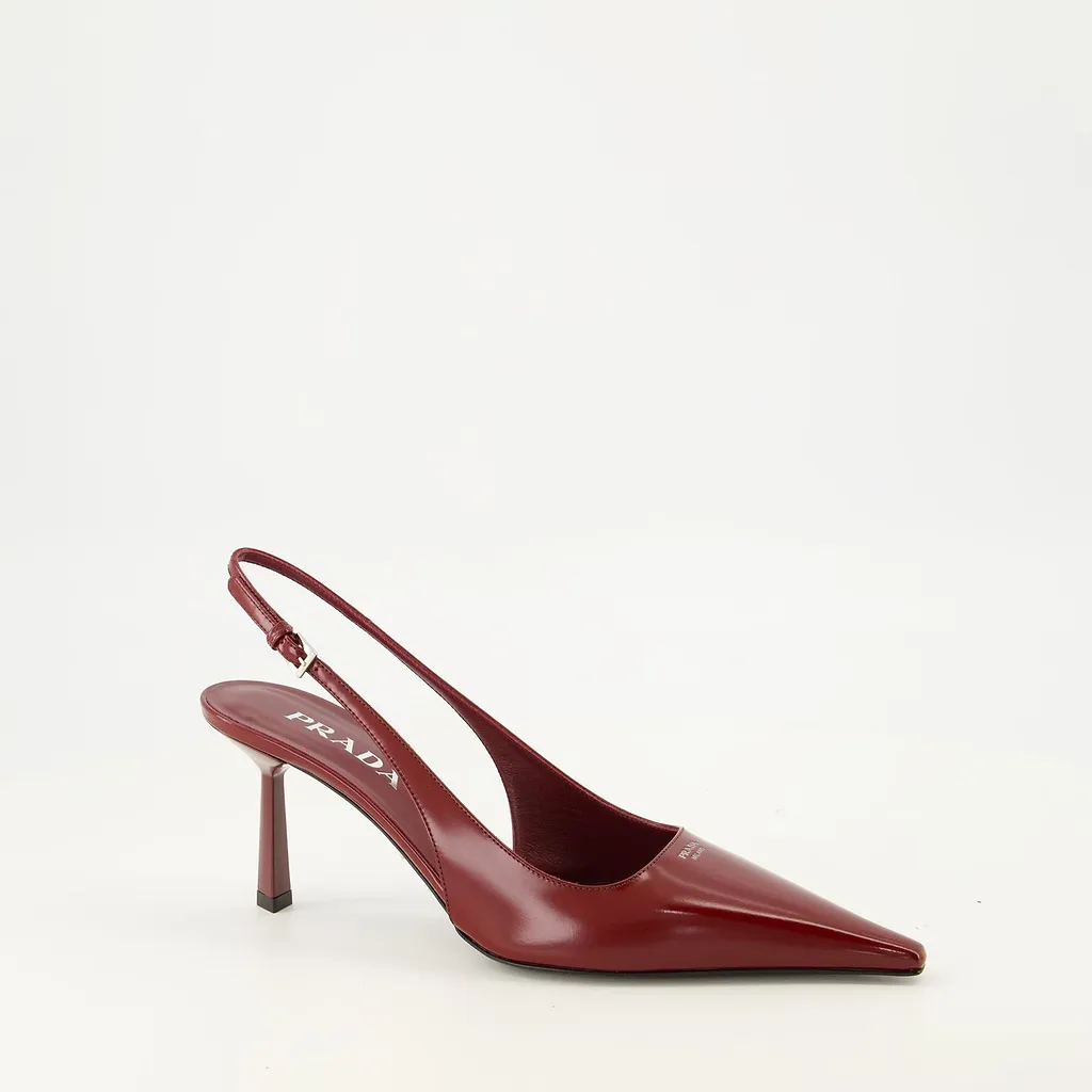 Prada Slingback Patent Heeled Pumps