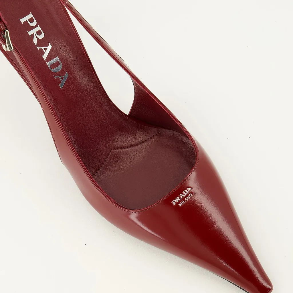 Prada Slingback Patent Heeled Pumps