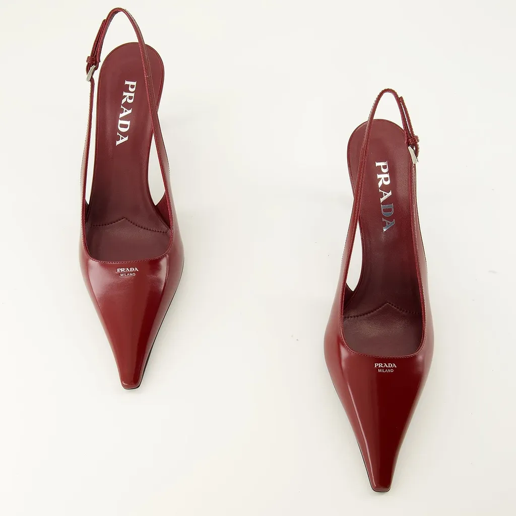 Prada Slingback Patent Heeled Pumps