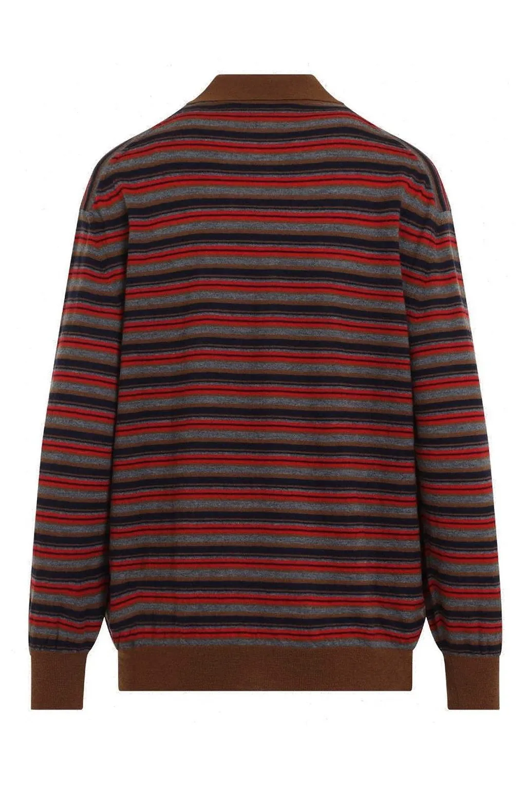 Prada Long-Sleeved Striped Knitted Polo Top