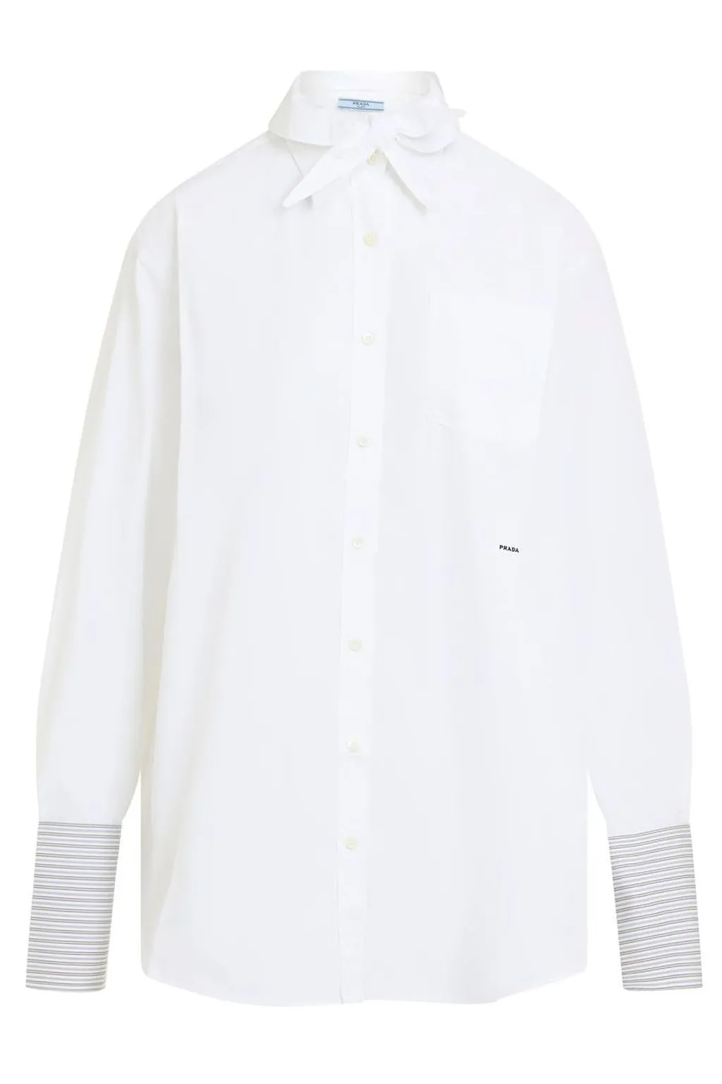 Prada Striped-Cuff Poplin Shirt