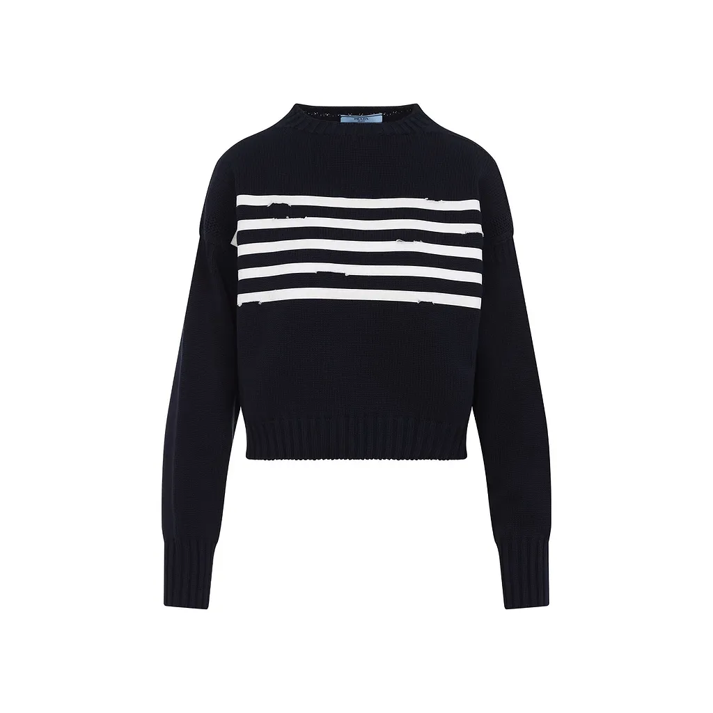 Prada Striped Distressed Jumper