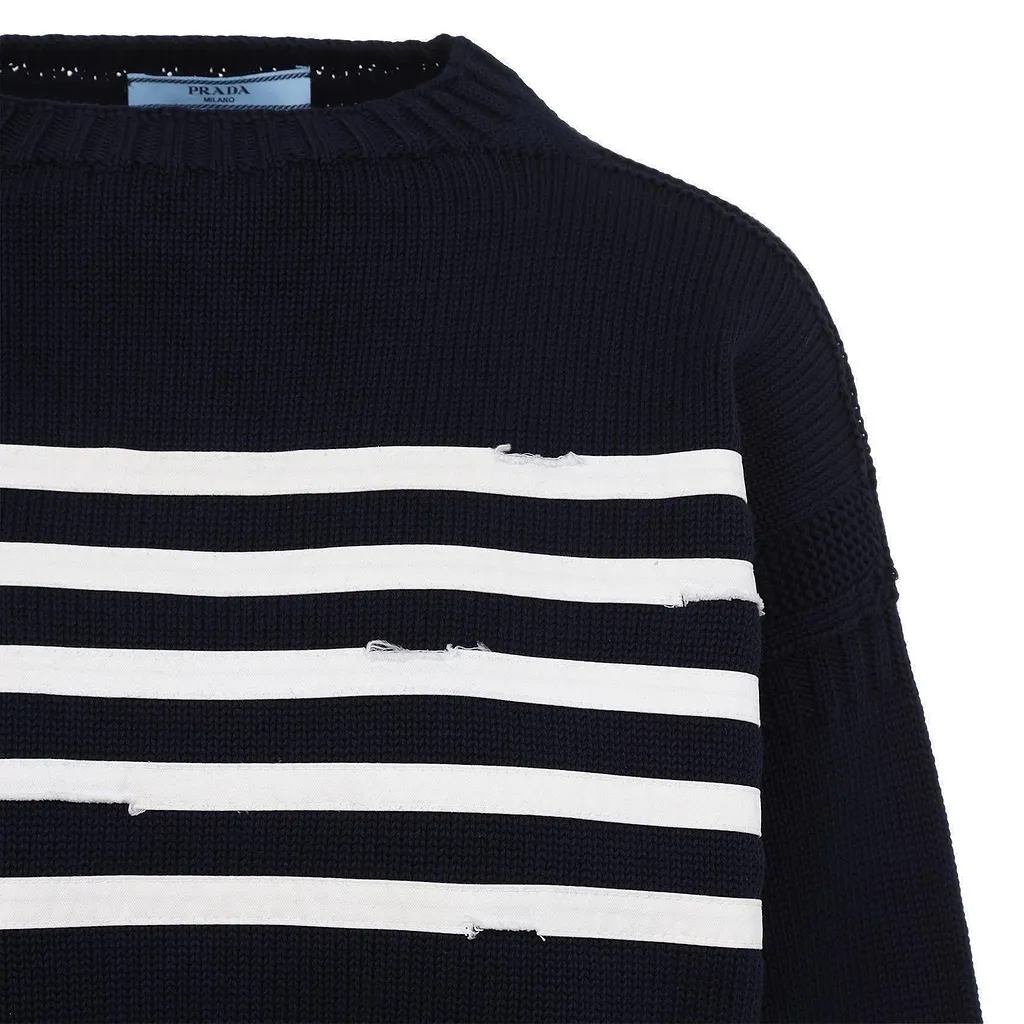 Prada Striped Distressed Jumper