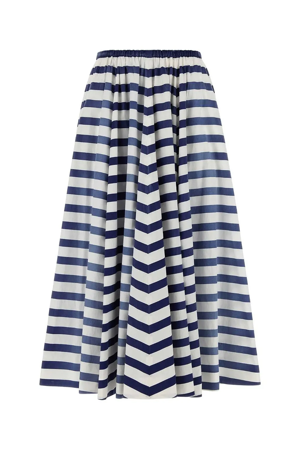 Prada Striped A-Line Midi Skirt