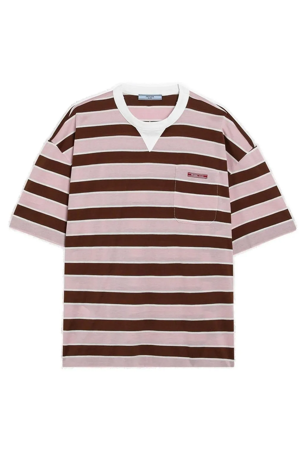 Prada Striped Lisle Crewneck T-Shirt