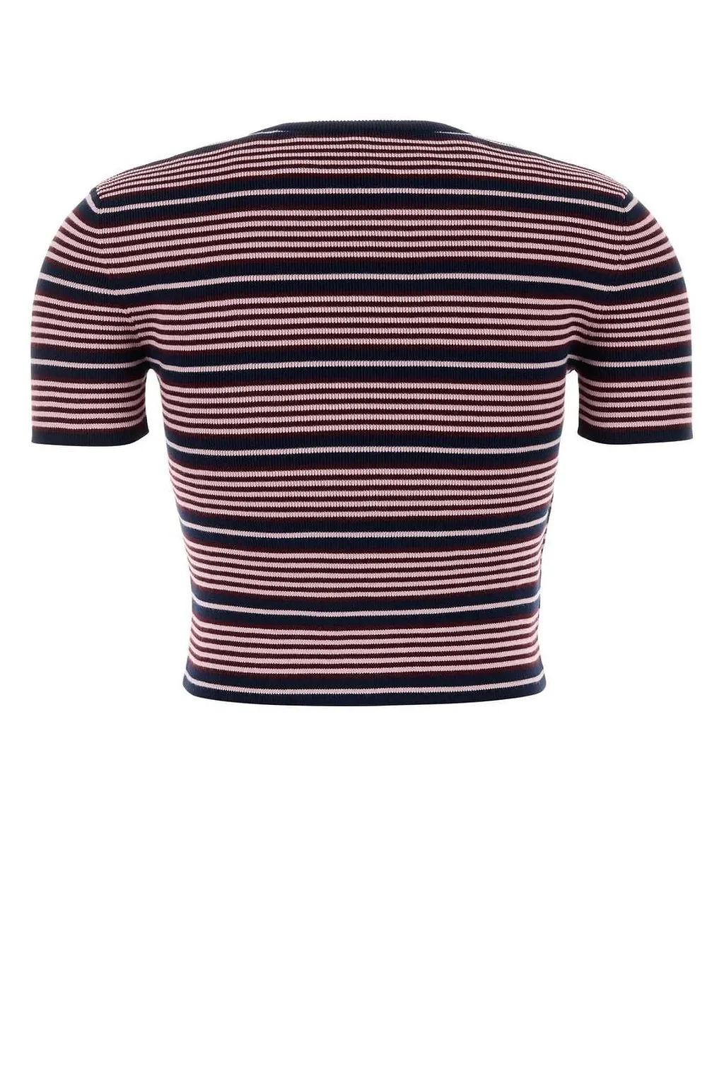 Prada Striped Short-Sleeve Knitted Top