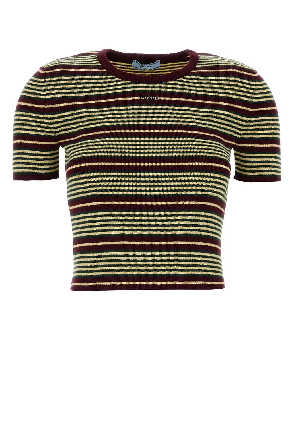 Prada Striped Short-Sleeved Knitted Top